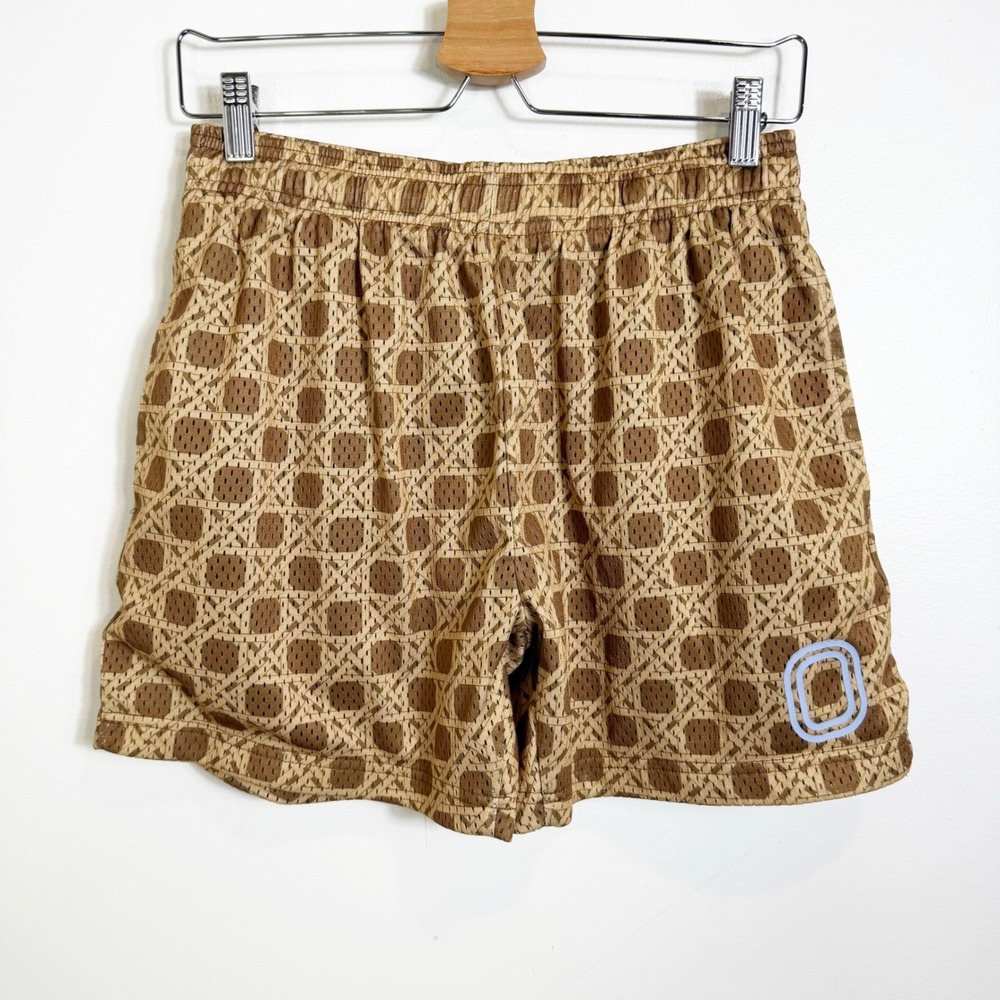 Overtime‎ Mesh Basketball Shorts Boys XL Brown Geometric Cane Print Athletic